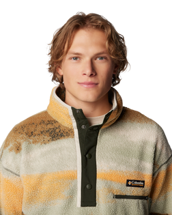 The Columbia Mens Helvetia II Printed Half Snap Fleece Jacket in Greenscape & Stippled Stripe