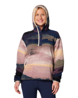 The Columbia Womens Helvetia II Printed Hoodie Fleece Jacket in Collegiate Navy Dolomites