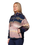 The Columbia Womens Helvetia II Printed Hoodie Fleece Jacket in Collegiate Navy Dolomites