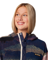 The Columbia Womens Helvetia II Printed Hoodie Fleece Jacket in Collegiate Navy Dolomites