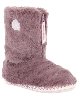 The Bedroom Athletics Womens Monroe Faux Fur Slipper Boots in Aquarelle & Dusky Pink