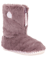 The Bedroom Athletics Womens Monroe Faux Fur Slipper Boots in Aquarelle & Dusky Pink