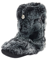 The Bedroom Athletics Womens Cole Luxury Faux Fur Slipper Boots in Black Wolf