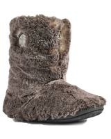 The Bedroom Athletics Womens Cole Luxury Faux Fur Slipper Boots in Russian Grey