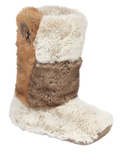 Florence Longer Length Luxury Faux Fur Slipper Boots in Patchwork Ferret