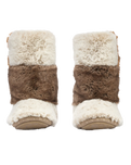 Florence Longer Length Luxury Faux Fur Slipper Boots in Patchwork Ferret