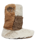 Florence Longer Length Luxury Faux Fur Slipper Boots in Patchwork Ferret