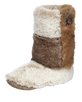 Florence Longer Length Luxury Faux Fur Slipper Boots in Patchwork Ferret