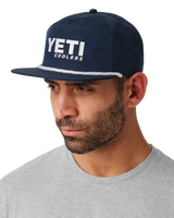 The Yeti Mens Yeti Coolers Mid Pro Flat Brim Rope Cap in Navy