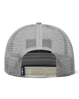 The Yeti Mens Velcro Badge Flat Brim Mesh Cap in Grey & Navy