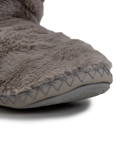 The Bedroom Athletics Womens Gisele High Density Faux Fur Rouched Slipper Boots in Trace Grey