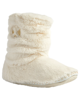 Gisele High Density Faux Fur Rouched Slipper Boots in Cream