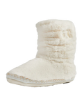 Gisele High Density Faux Fur Rouched Slipper Boots in Cream