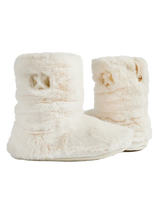 Gisele High Density Faux Fur Rouched Slipper Boots in Cream