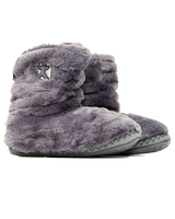 The Bedroom Athletics Womens Gisele High Density Faux Fur Rouched Slipper Boots in Ink