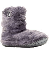 The Bedroom Athletics Womens Gisele High Density Faux Fur Rouched Slipper Boots in Ink