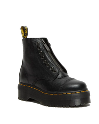 The Dr Martens Womens Sinclair Milled Nappa Leather Platform Boots in Black Milled Napa