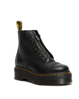 The Dr Martens Womens Sinclair Milled Nappa Leather Platform Boots in Black Milled Napa