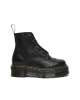 The Dr Martens Womens Sinclair Milled Nappa Leather Platform Boots in Black Milled Napa