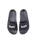 The Levi's® Womens June Poster Flip Flops in Full Black