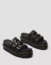 The Dr Martens Womens Blaire Slide Leather Sandals in Black