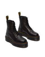 The Dr Martens Womens Jadon III Pisa Leather Platform Boots in Black Pisa