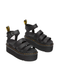 The Dr Martens Womens Blaire Quad Hydro Leather Platform Gladiator Sandals in Black Hydro