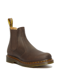 The Dr Martens Mens 2976 Yellow Stitch Crazy Horse Chelsea Boot in Dark Brown