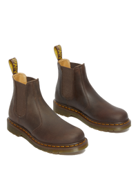 The Dr Martens Mens 2976 Yellow Stitch Crazy Horse Chelsea Boot in Dark Brown