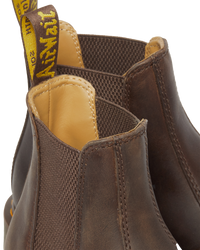 The Dr Martens Mens 2976 Yellow Stitch Crazy Horse Chelsea Boot in Dark Brown