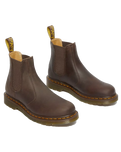 The Dr Martens Womens Womens 2976 Yellow Stitch Crazy Horse Chelsea Boot in Dark Brown