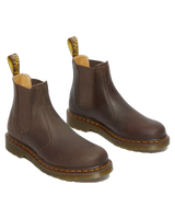 The Dr Martens Womens Womens 2976 Yellow Stitch Crazy Horse Chelsea Boot in Dark Brown