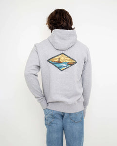 The Salt Water Seeker Mens Golden Hoodie in Grey Melange