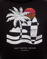 The Salt Water Seeker Mens Palm Hoodie in Dusty Black