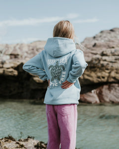 Girls Turtle Hoodie in Powder Blue