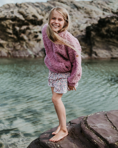 Girls Vinaya Skirt in White Alyssum Flower