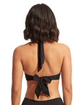 The Seafolly Womens Collective Twist Soft Cup Halter Bikini Top in Black