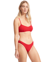 The Seafolly Womens Sea Dive Bralette Bikini Top in Chilli Red