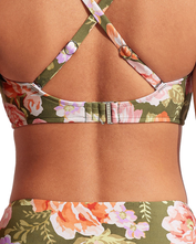 The Seafolly Womens Paradise Garden DD Wrap Front Bikini Top in Avocado