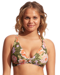 The Seafolly Womens Paradise Garden DD Wrap Front Bikini Top in Avocado