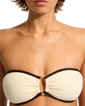 The Seafolly Womens Beach Bound Ring Front Bandeau Bikini Top in Ecru