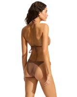 The Seafolly Womens Sea Dive Slide Tri Bikini Top in Bronze