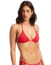 The Seafolly Womens Sea Dive Slide Tri Bikini Top in Chilli Red