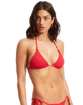 The Seafolly Womens Sea Dive Slide Tri Bikini Top in Chilli Red