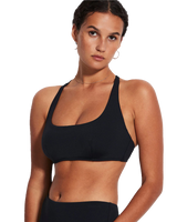 The Seafolly Womens Collective DD Scoop Neck Halter Bikini Top in Black