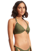 The Seafolly Womens Paradise Garden Knot Front Halter Bikini Top in Avocado