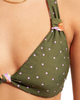 The Seafolly Womens Paradise Garden Knot Front Halter Bikini Top in Avocado