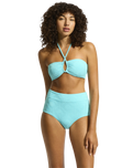 The Seafolly Womens Oasis Diamond Wire Bandeau Bikini Top in Atoll