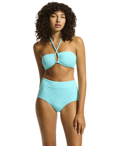 The Seafolly Womens Oasis Diamond Wire Bandeau Bikini Top in Atoll