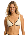 The Seafolly Womens Beach Bound Ring Front Tank Bikini Top in Ecru